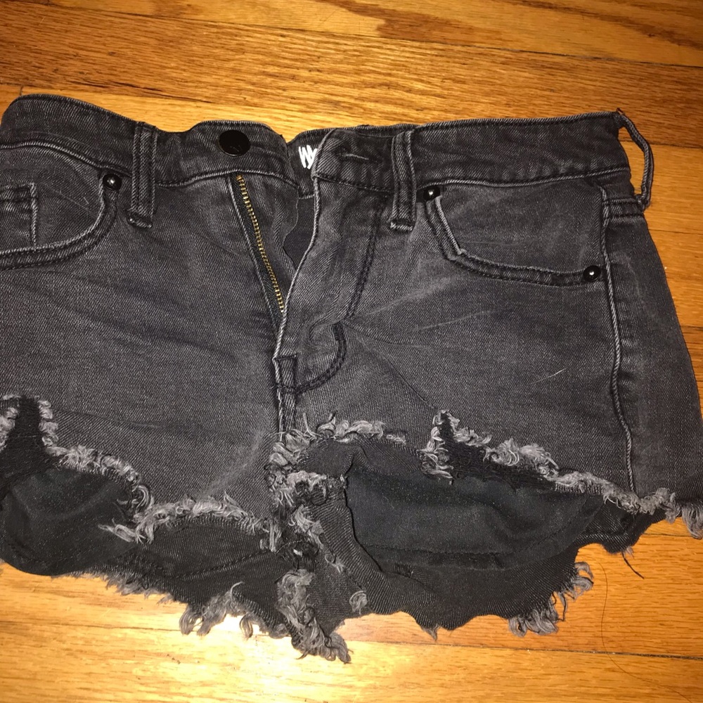 High Rise Black Distressed Shorts